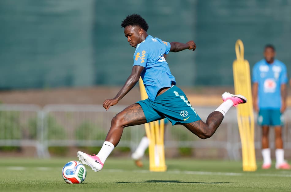 Vini Jr no treino da Seleção Brasileira nos Estados Unidos