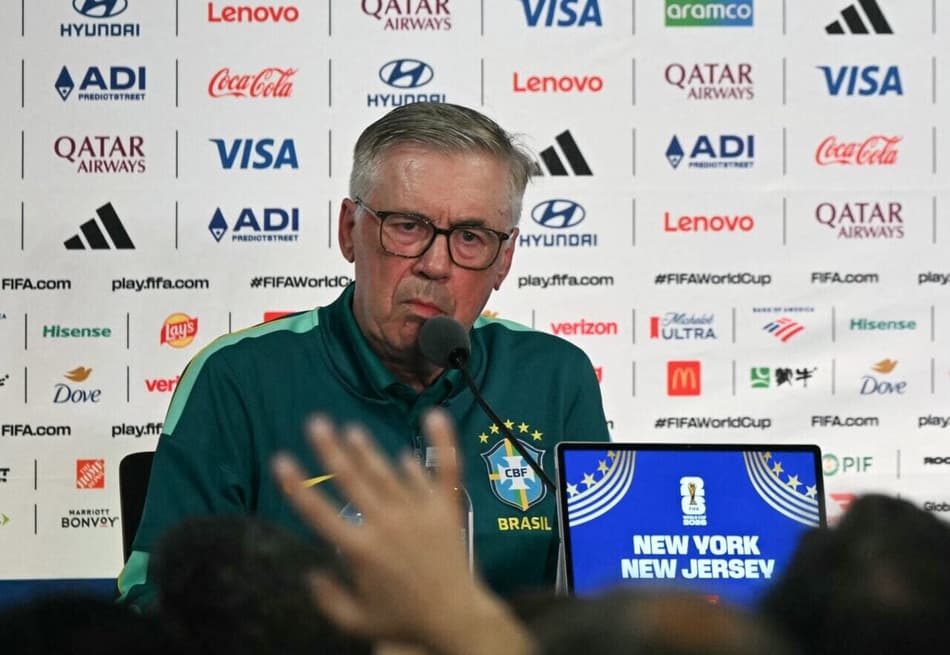 Carlo Ancelotti, técnico da Seleção Brasileira, em coletiva de imprensa no MetLife antes de Brasil x Marrocos pela Copa do Mundo