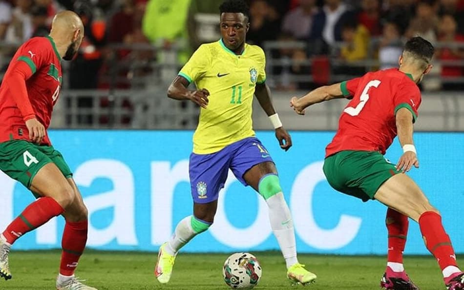 Brasil e Marrocos no último confronto entre as duas equipes em 2023