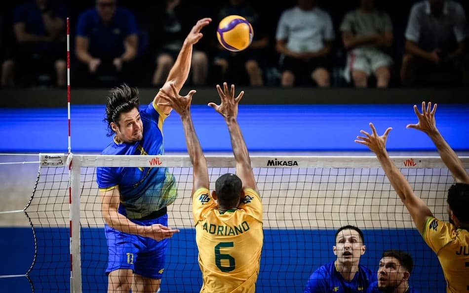 Brasil foi derrotado por 3 seta 1 pela Ucrânia na VNL masculina