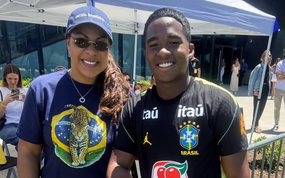Cíntia e Endrick no treino da Seleção Brasileira (Foto: Arquivo pessoal)