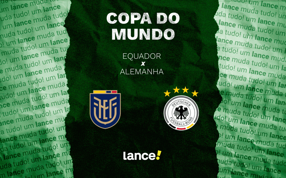 Equador e Alemanha se enfrentam pela 3ª rodada da Copa do Mundo (Foto: Arte/Lance!)