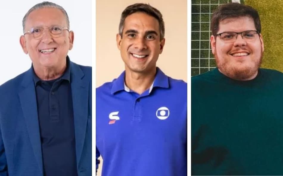 Galvão, Villani e Casimiro Miguel disputaram audiência na abertura da Copa do Mundo. (Foto: Reprodução)