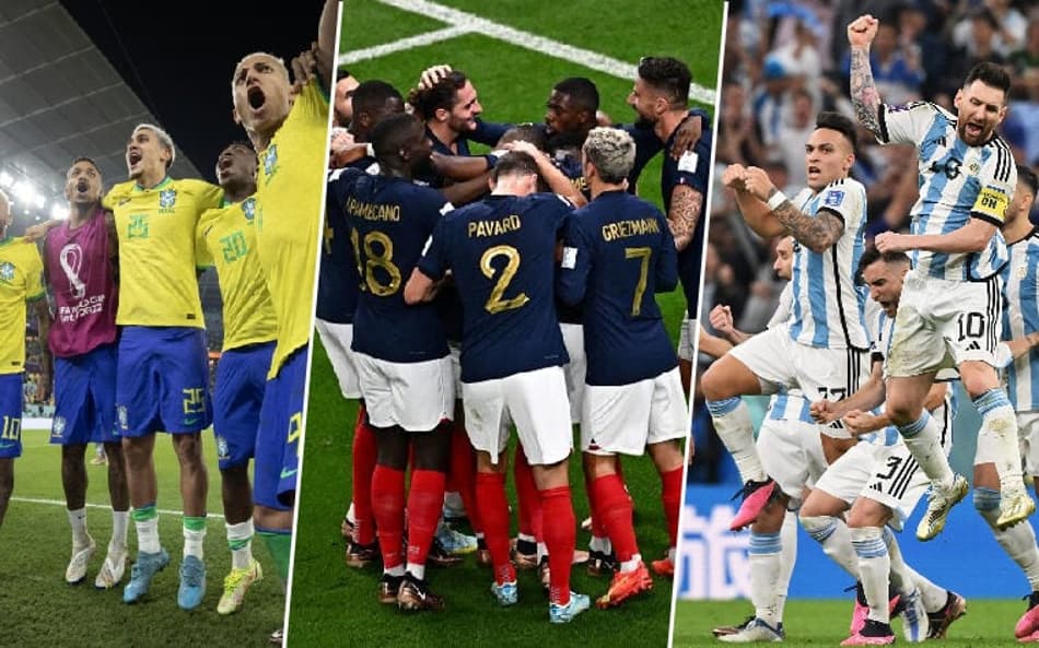 seleção brasileira, da seleção da frança e da seleção da argentina