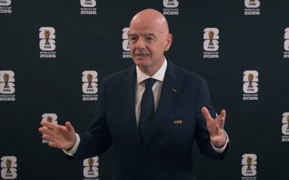 Gianni Infantino, presidente da Fifa, durante evento sobre a Copa do Mundo de 2026