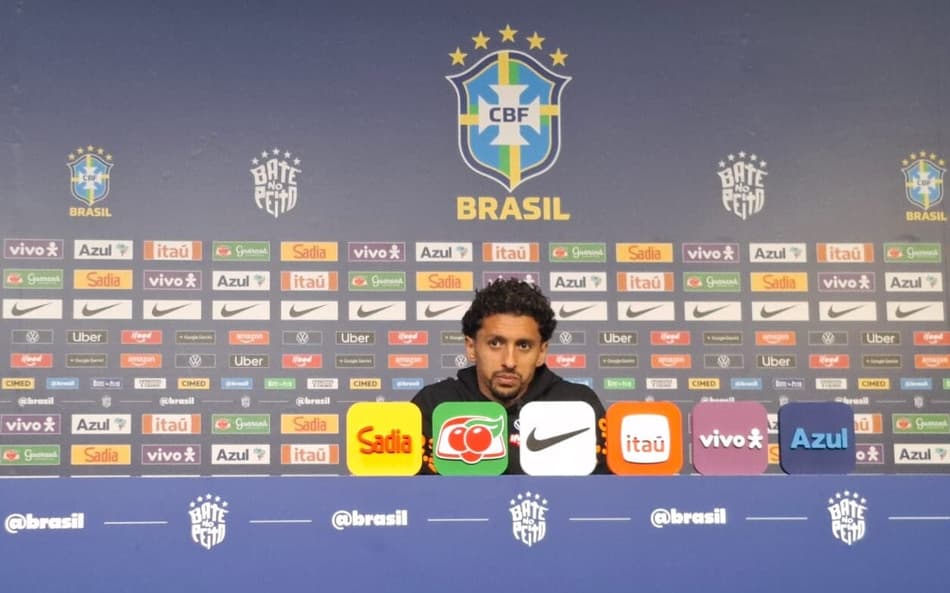 Marquinhos, durante coletiva da Seleção em Basking Ridge