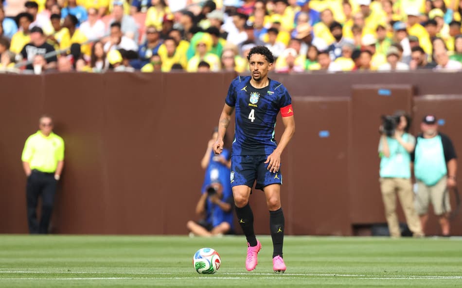 Marquinhos em ação pela Seleção em Brasil x Egito