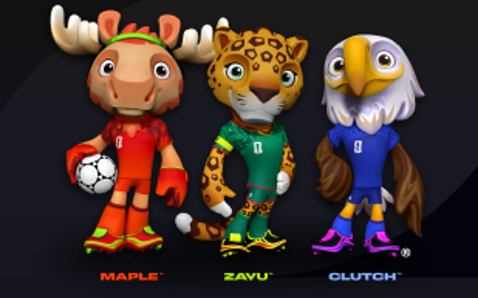 O alce Maple, o jaguar Zayu e a águia-careca Clutch são as mascotes da Copa do Mundo de 2026