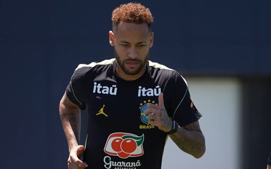 Neymar trabalhou em campo no treino fechado desta terça-feira (Foto: Reprodução/CBF)