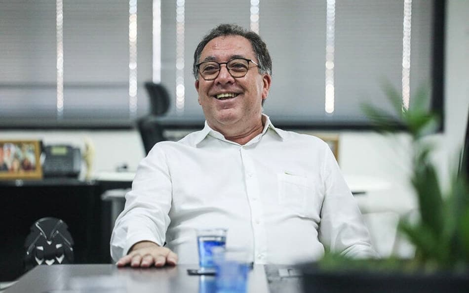 Marcelo Teixeira durante reunião na Vila Belmiro. (Foto: Reinaldo Campos/ Santos FC)