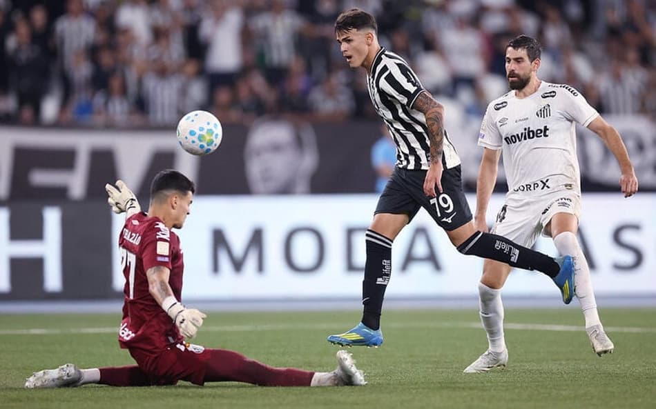 Botafogo vence o Santos nos minutos finais da partida, no Nilton Santos. (Foto: Vitor Silva/Botafogo)