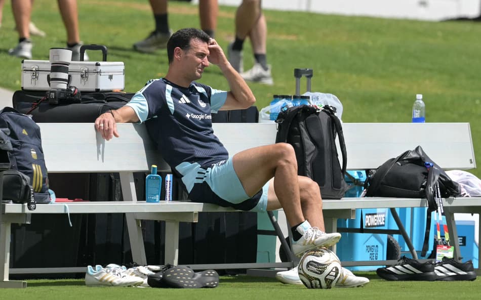 Lionel Scaloni no treinamento da seleção argetina