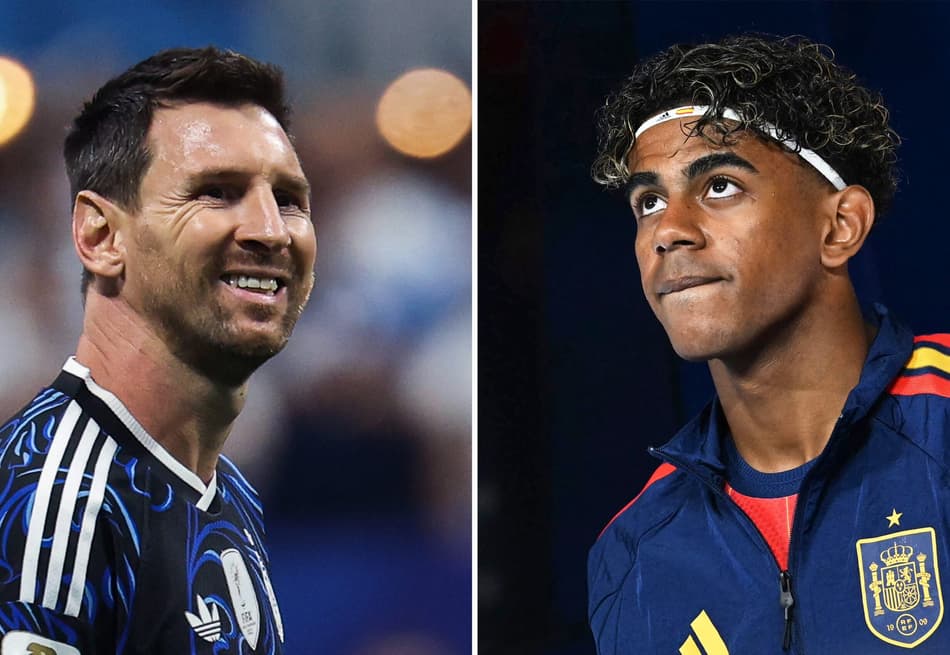 Lionel Messi, atuando pela Argentina (lado esquerdo) e Lamine Yamal, durante a Copa do Mundo com a Espanha (lado direito).