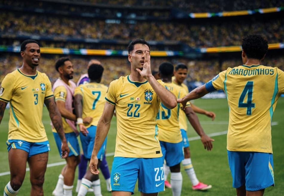Martinelli comemora gol do Brasil na Copa do Mundo