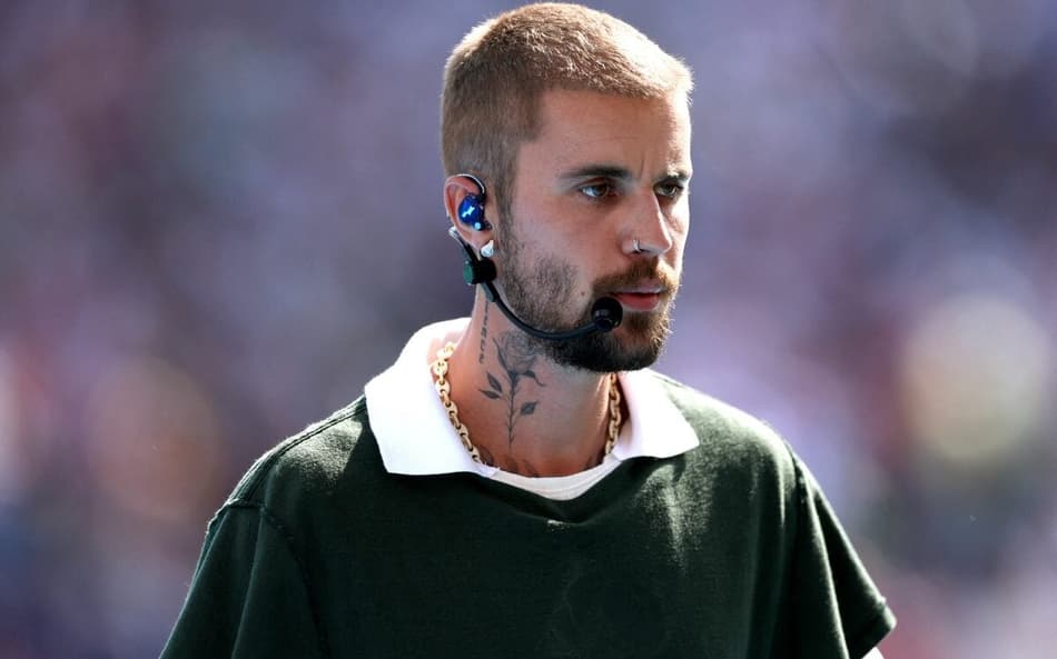 Justin Bieber durante apresentação da Copa do Mundo
