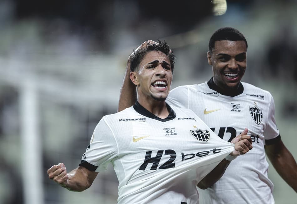 Kauã Pascini marca em Ceará x Atlético (Foto: Pedro Souza / Atlético)