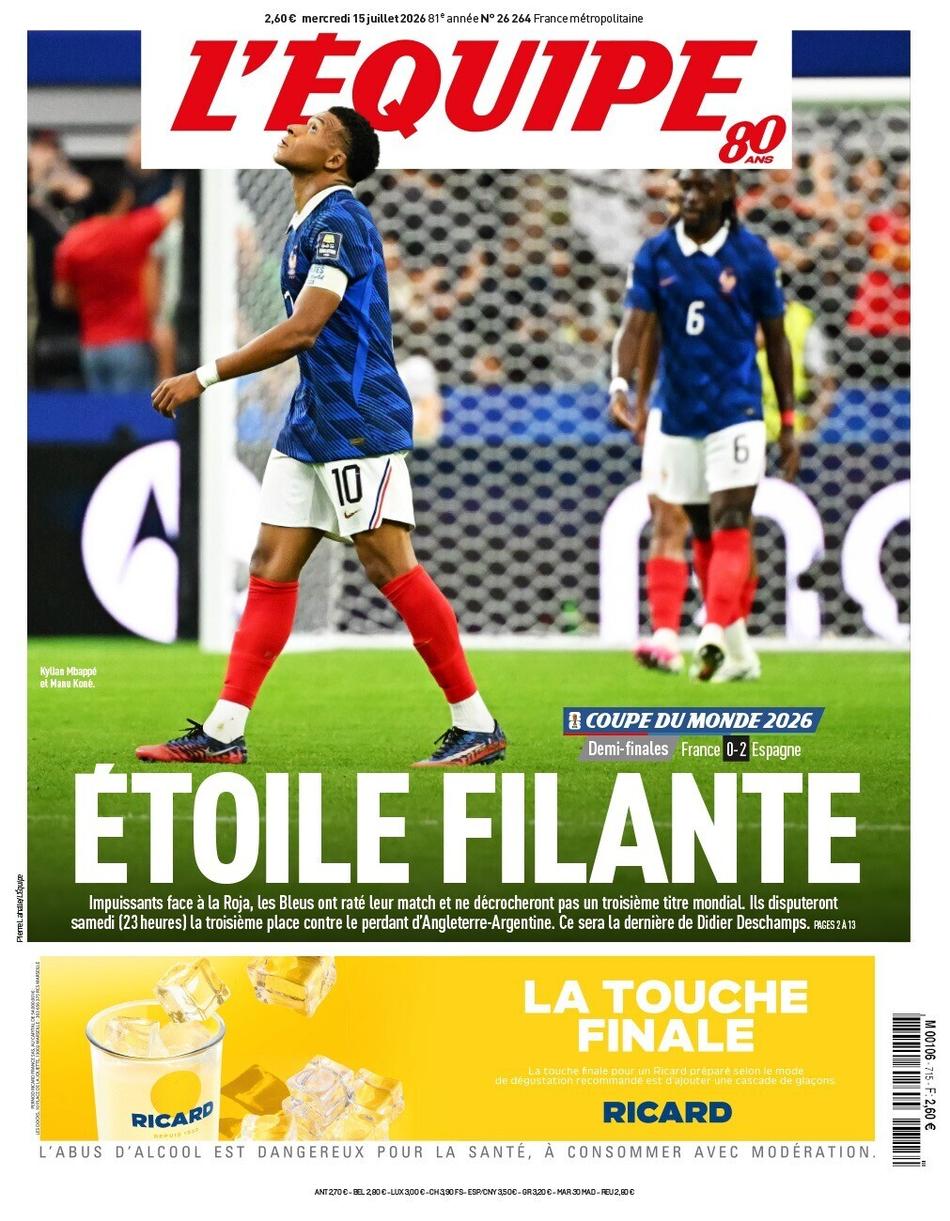 Repercussão do L'Équipe sobre a vitória da Espanha sobre a França