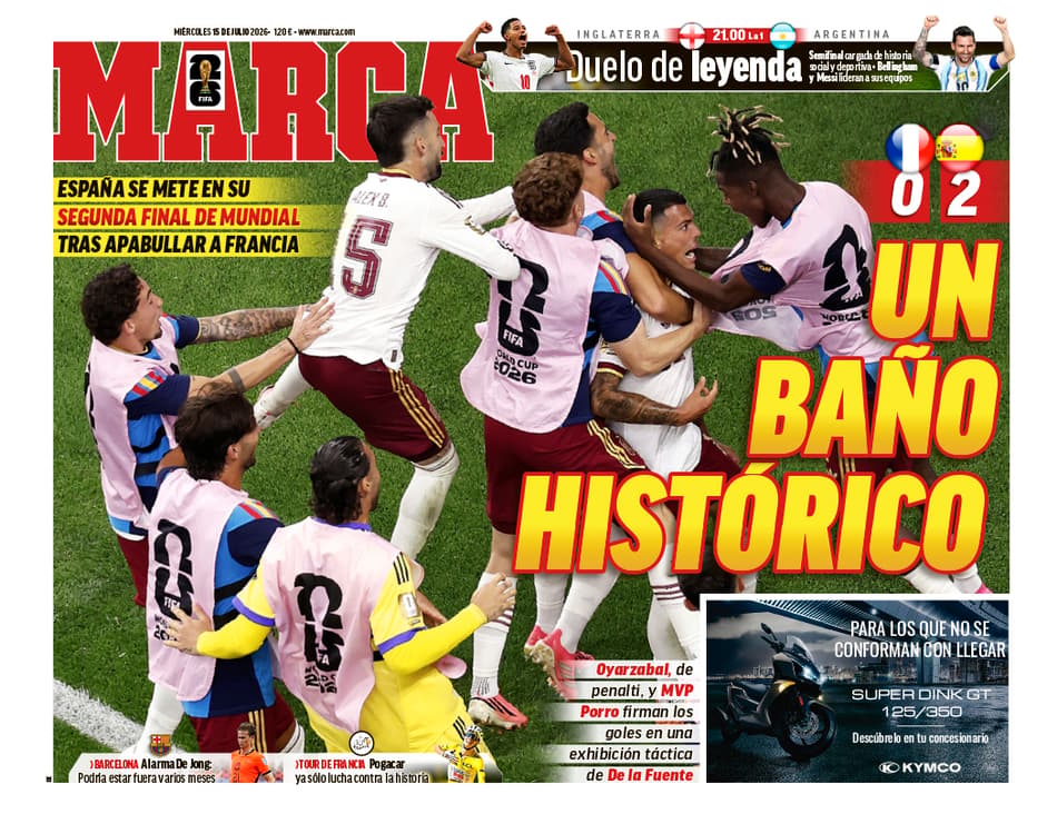 Repercussão do Marca sobre a vitória da Espanha sobre a França