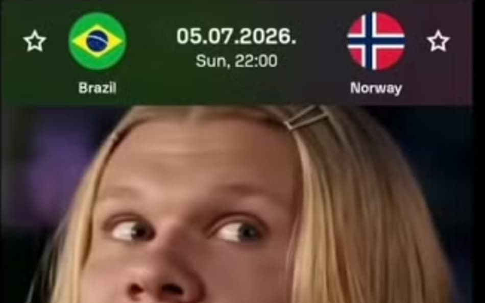 Meme de Haaland antes de Brasil x Noruega