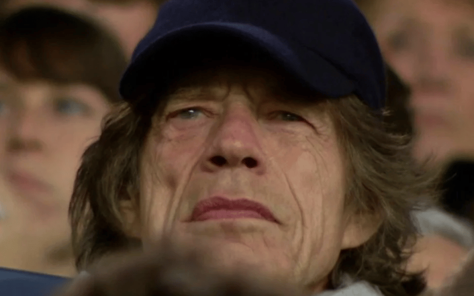 Mick Jagger em partida da Champions League