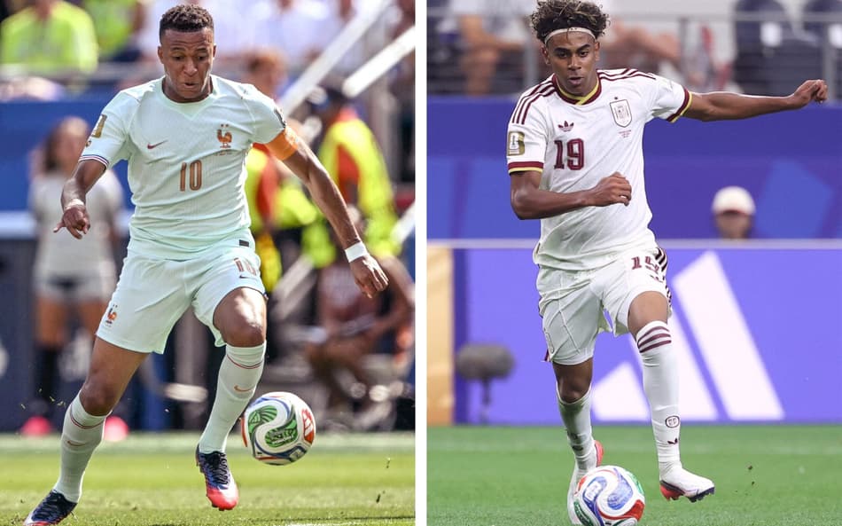 Monatagem de fotos mostra Mbappé e Lamine Yamal em ação pelas suas seleções na Coap do Mundo