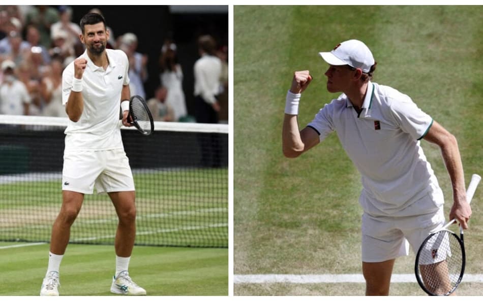 O sérvio Novak Djokovic e o italiano Jannik Sinner se enfrentam nesta sexta-feira, em Wimbledon