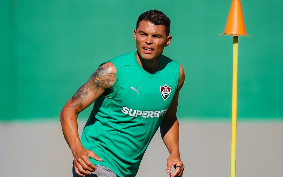 Thiago Silva em treino no CT do Fluminense