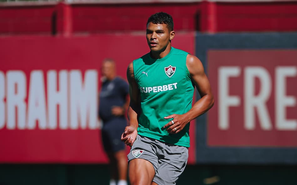 Thiago Silva no treino do Fluminense