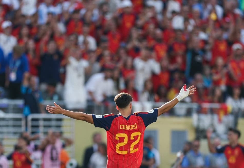 O zagueiro espanhol número 22, Pau Cubarsi, reage durante a final da Copa do Mundo de 2026 entre Espanha e Argentina, no Estádio Nova York/Nova Jersey, em East Rutherford,