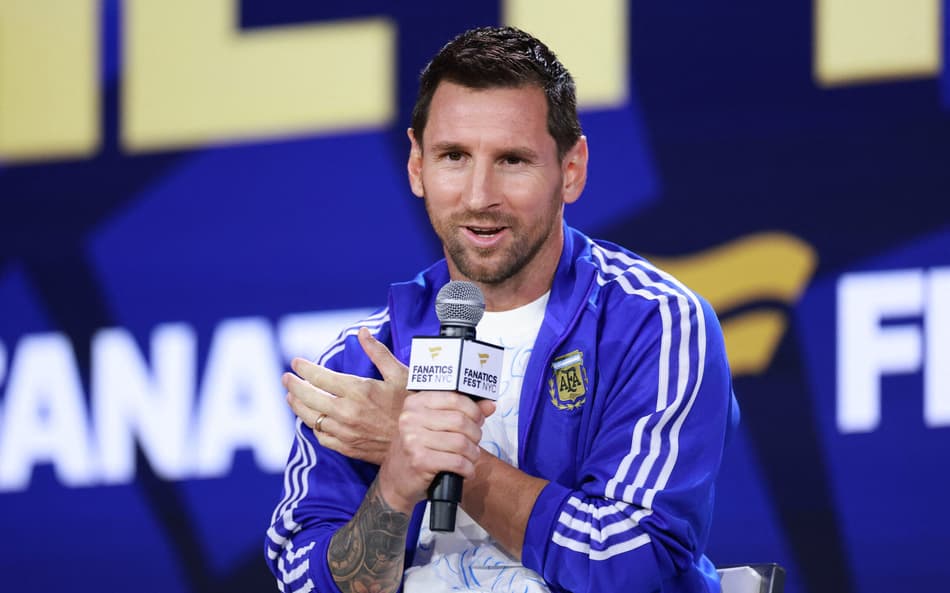 Lionel Messi, da Argentina, em evento antes da final da Copa do Mundo de 2026 contra a Espanha