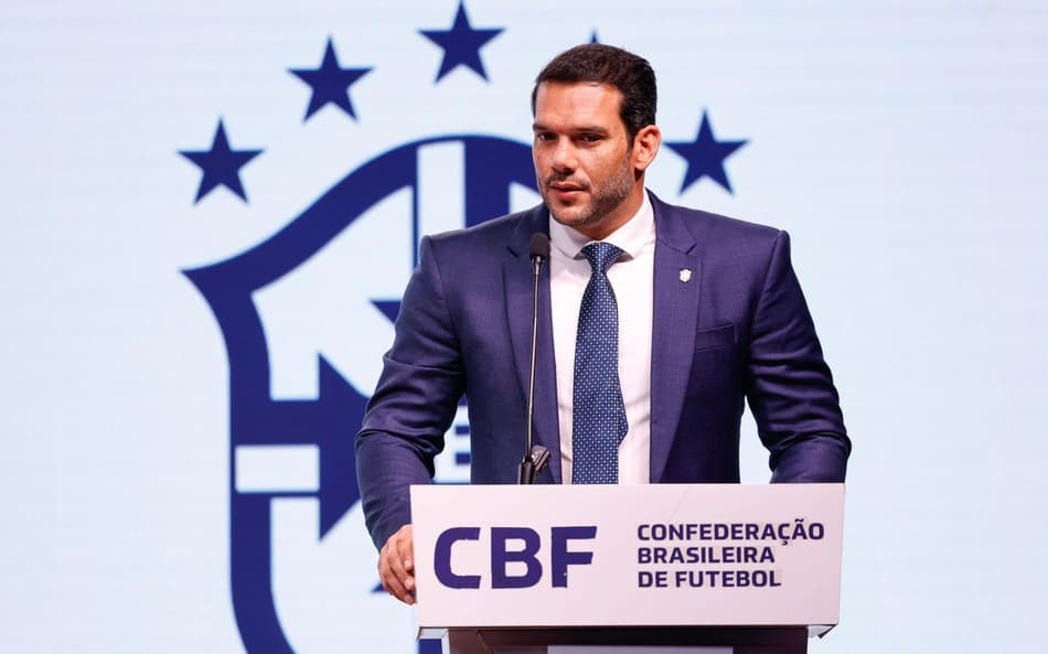Samir Xaud, presidente da CBF, durante coletiva de imprensa