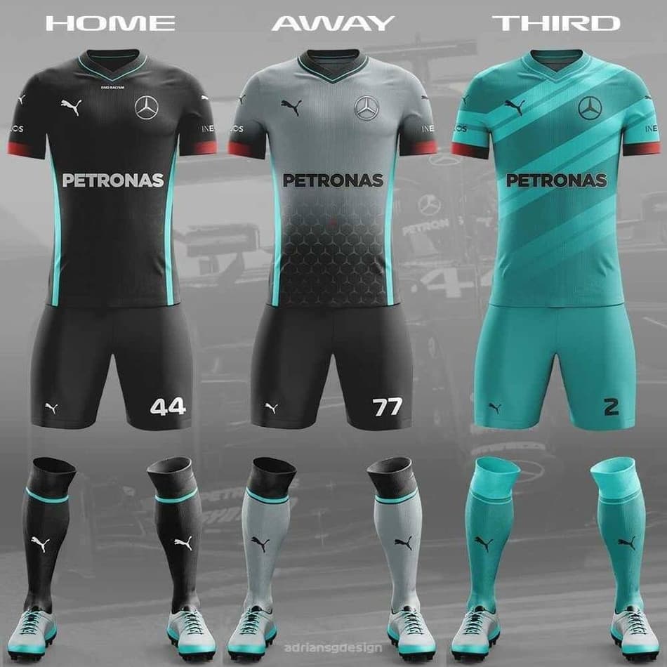 E se as equipes de Fórmula 1 fizessem uniformes de futebol? Veja os resultados!