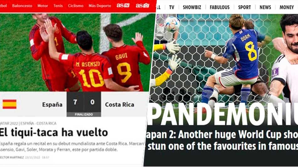 “Japãodemônio”, “O Tiki-Taka voltou”…. Imprensa internacional repercute jogos de quarta-feira da Copa do Mundo