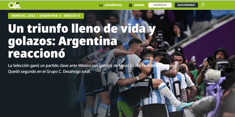“A Argentina reagiu”: imprensa internacional repercute jogos de sábado da Copa do Mundo