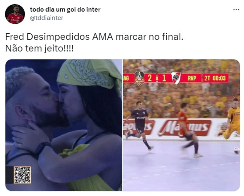 Beijo entre Fred e Larissa no BBB rende memes