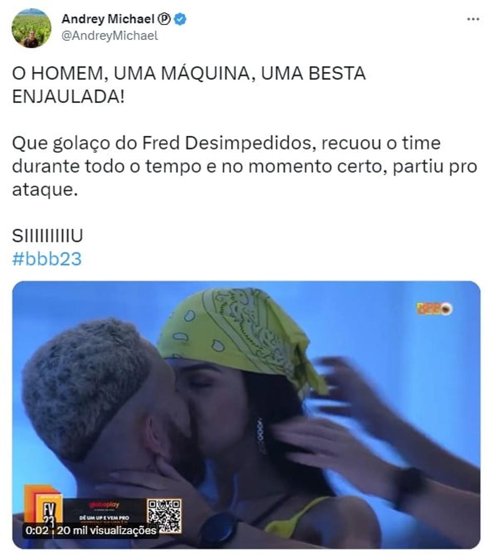 Beijo entre Fred e Larissa no BBB rende memes