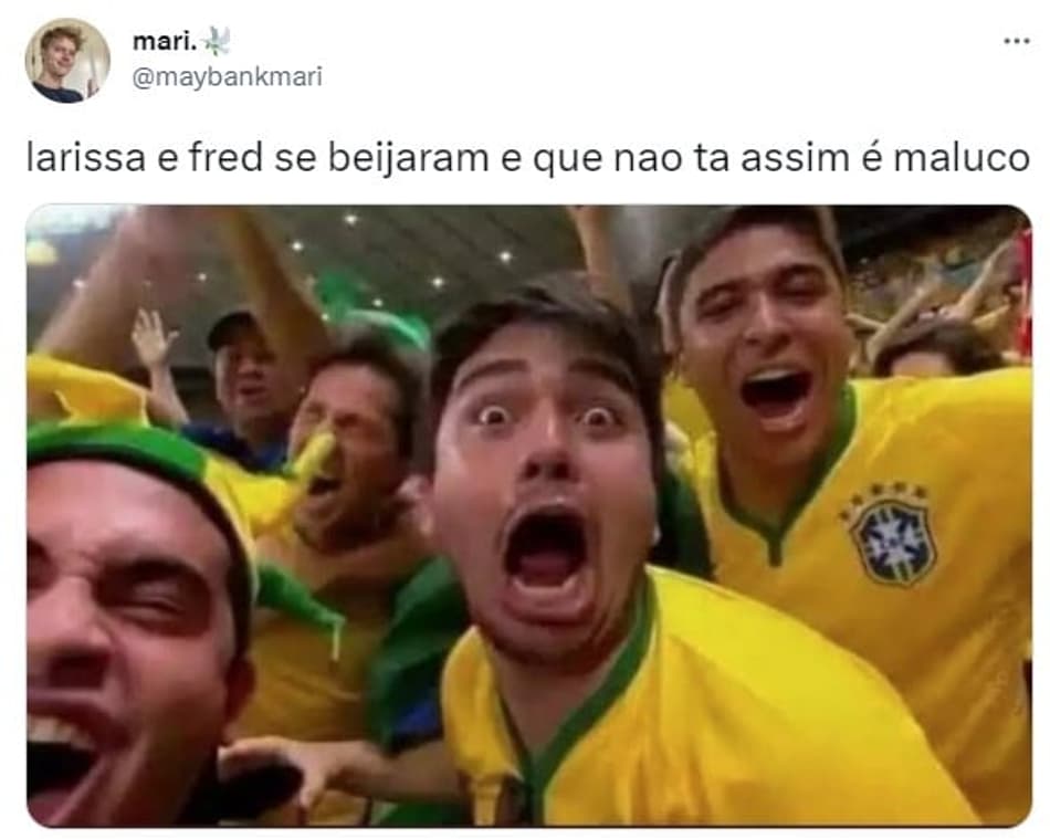 Beijo entre Fred e Larissa no BBB rende memes
