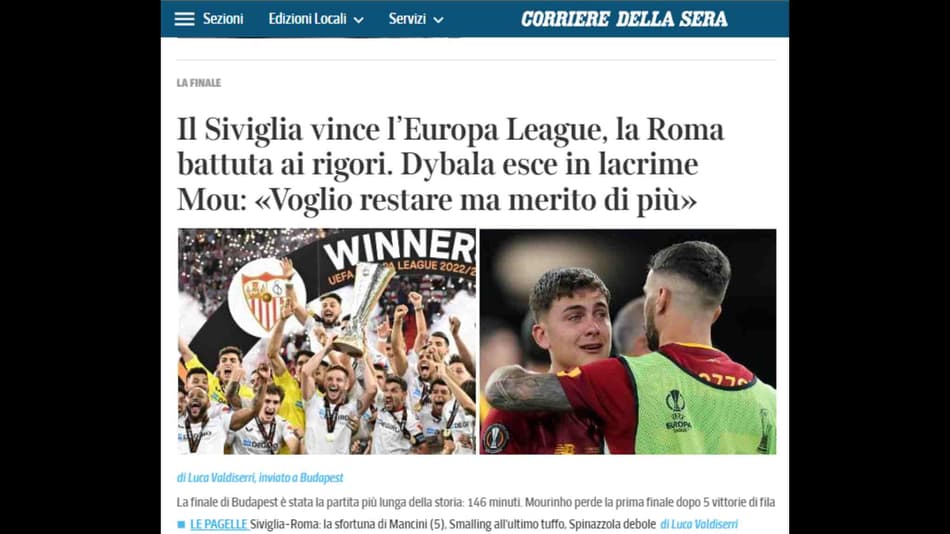 Repercussão internacional - final da Europa League