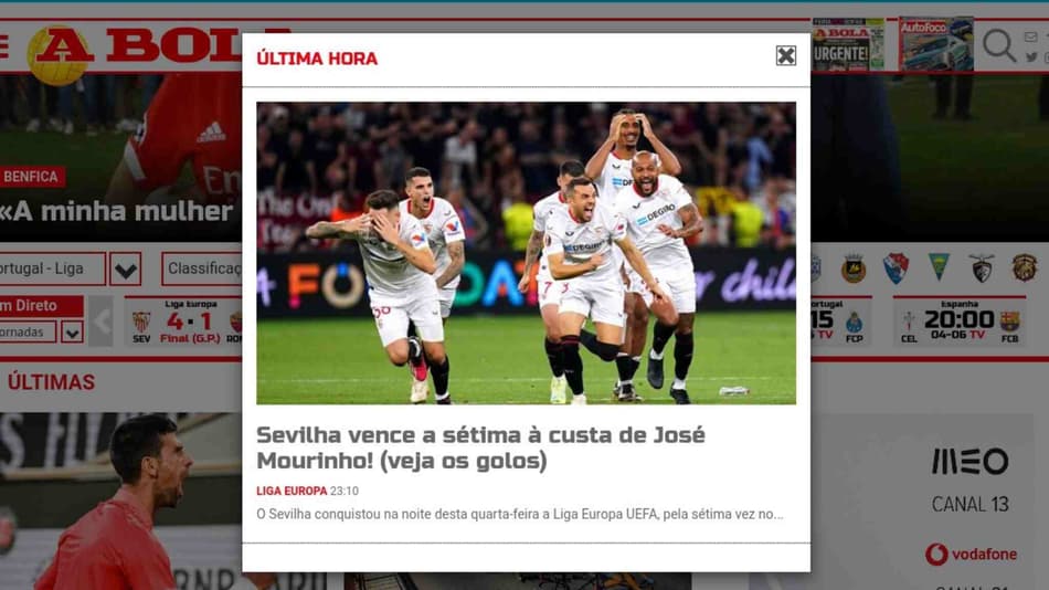 Repercussão internacional - final da Europa League