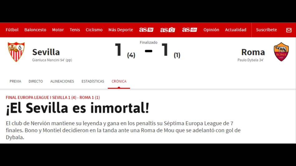 Repercussão internacional - final da Europa League