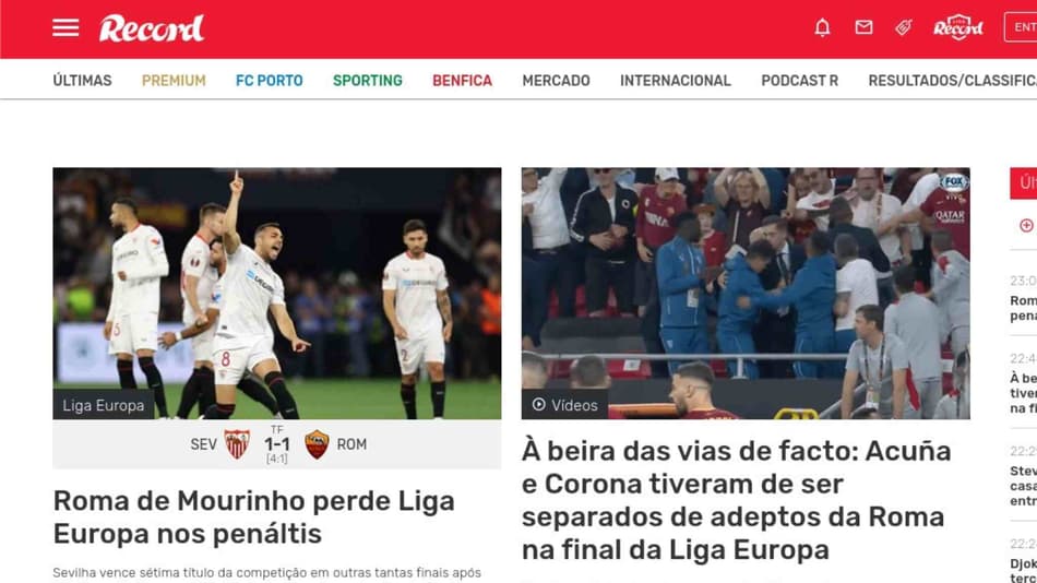 Repercussão internacional - final da Europa League
