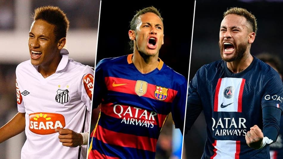 Neymar - Santos, Barcelona e PSG