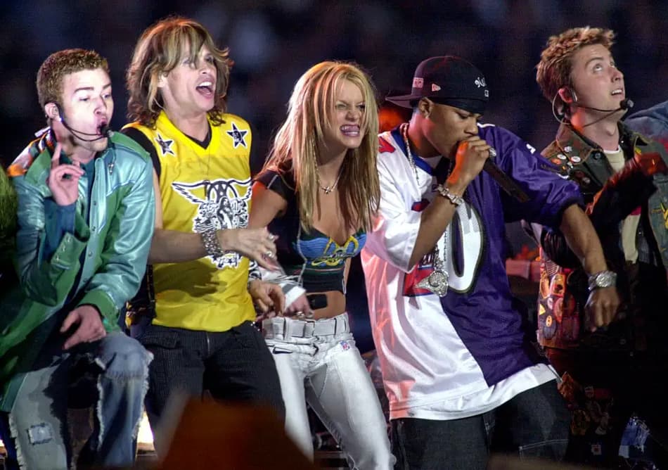 aerosmith, britney spears, 'nsync, nelly e mary j. blige super bowl
