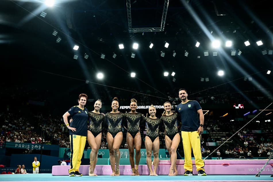 Na ginástica feminina por equipes, o Brasil conquistou o bronze. Foto: Loic VENANCE / AFP
