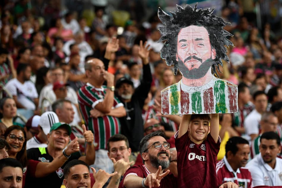 Torcida do Fluminense antes de enfrentar Atlético-MG, no Maracanã, pela Libertadores