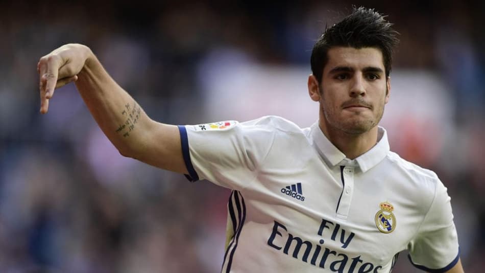 Morata celebra gol pelo Real Madrid