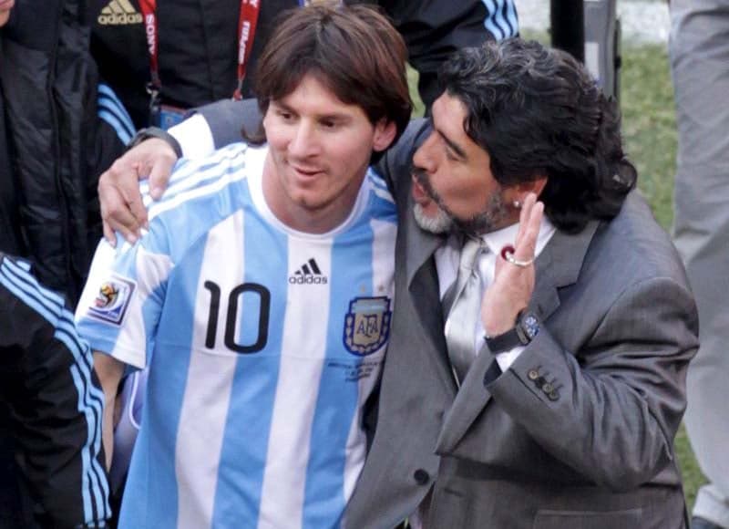 Messi e Maradona (Foto: Arquivo LANCE!)