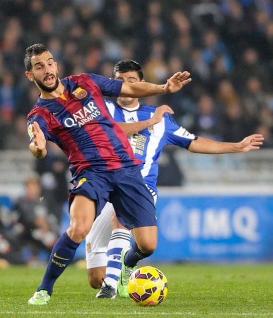 Martin Montoya e Chori Castro - Real Sociedad x Barcelona (Foto: Ander Guillenea/AFP)