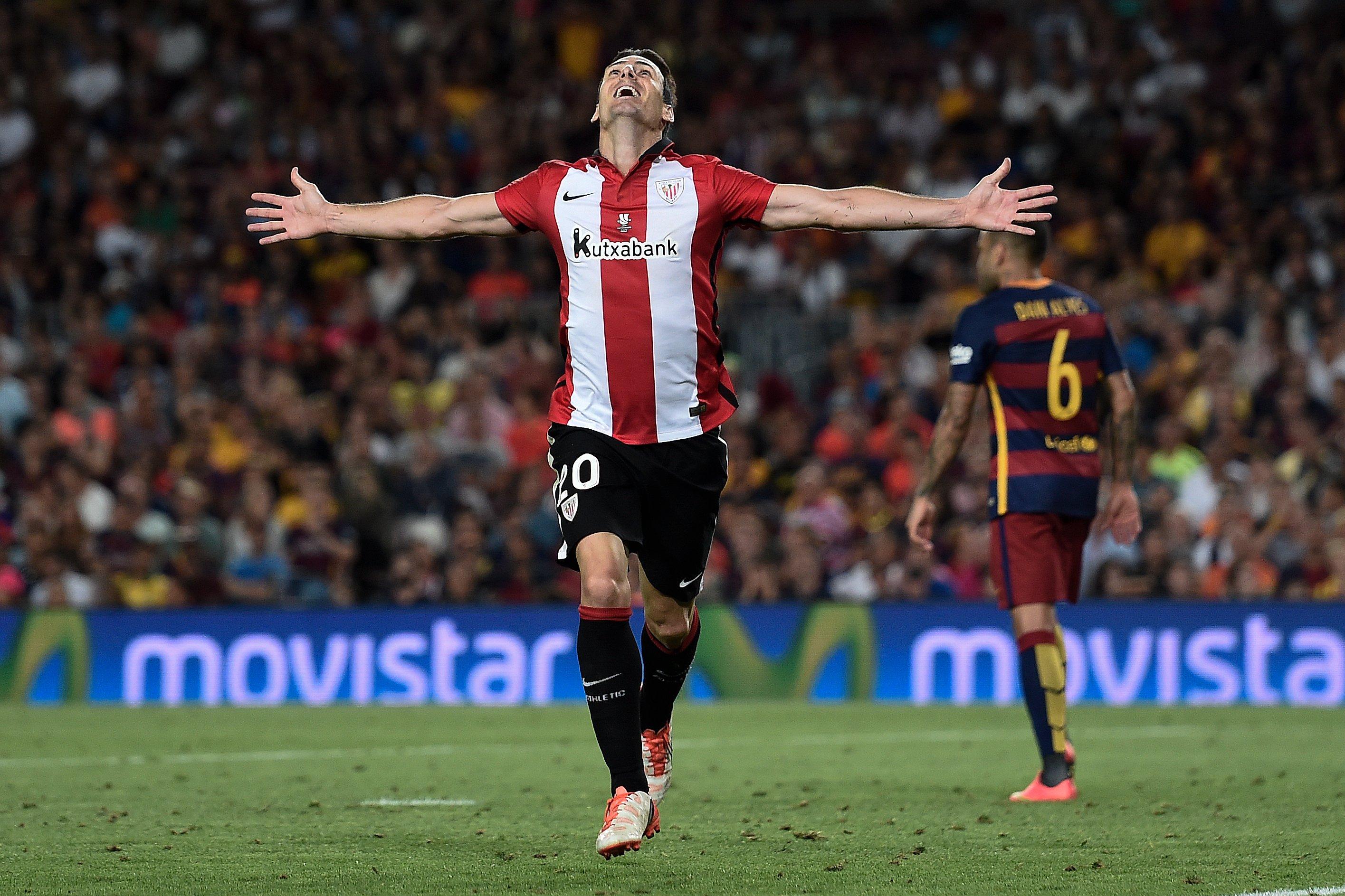 Aduriz comemora o gol de empate no Camp Nou (Foto: Josep Lago/AFP)