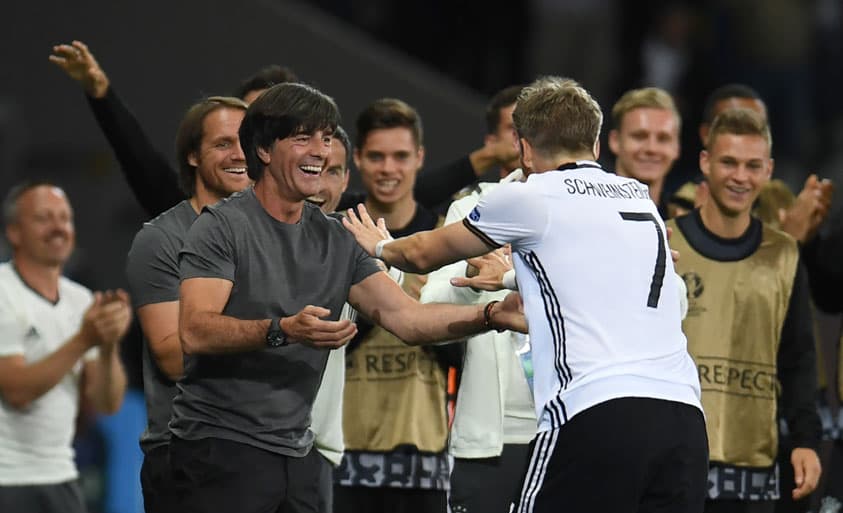 Schweinsteiger e Joachim Low - Alemanha x Ucrania